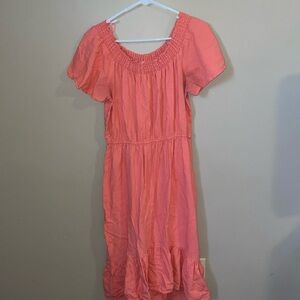 Sandra Darren Coral Smocked tired modest woman’s dress size 12